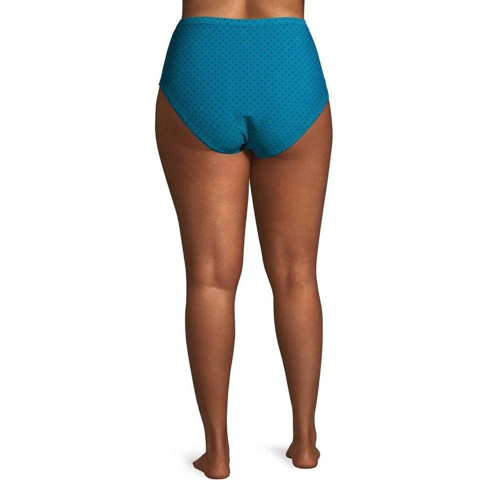 NEW Terra & Sky Plus Blue Dots High Waist Tummy Control Bikini Bottom 5X 32W-34W